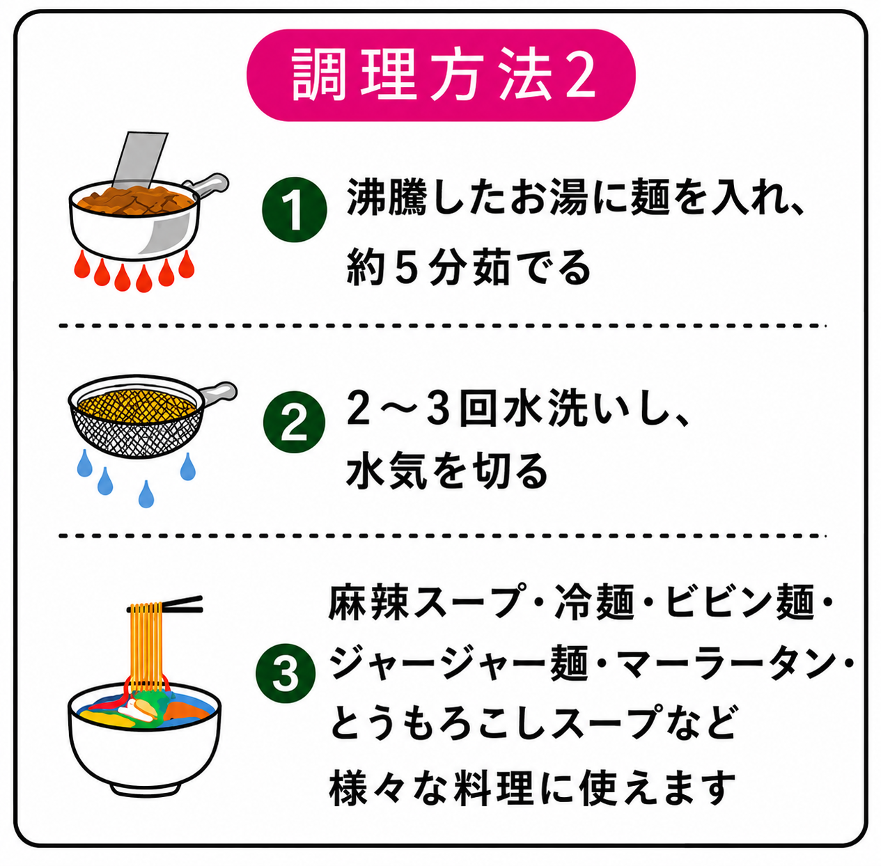 トウモロコシ麺の調理方法2